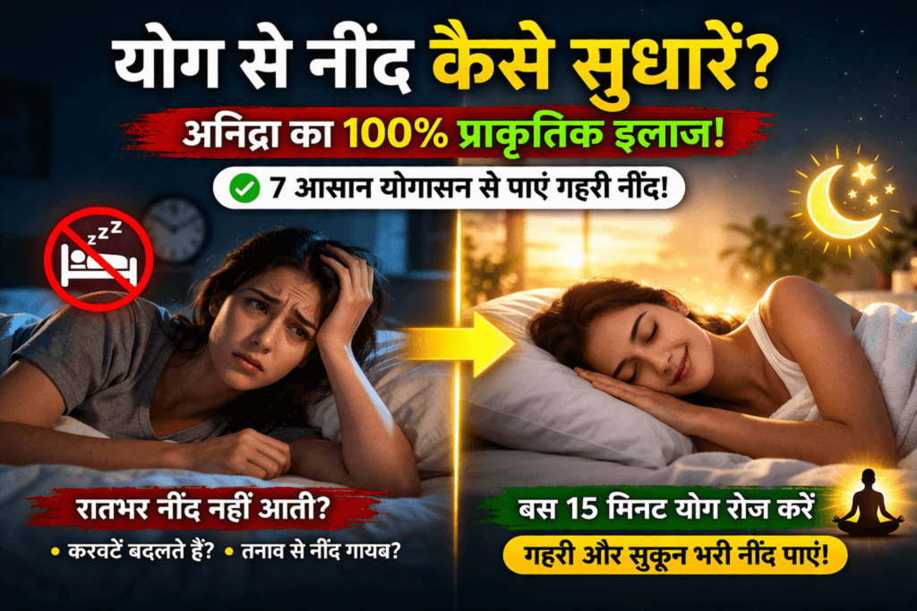योग से नींद कैसे सुधारें, अनिद्रा का प्राकृतिक इलाज, योगासन से गहरी नींद पाने का तरीका, insomnia natural treatment yoga