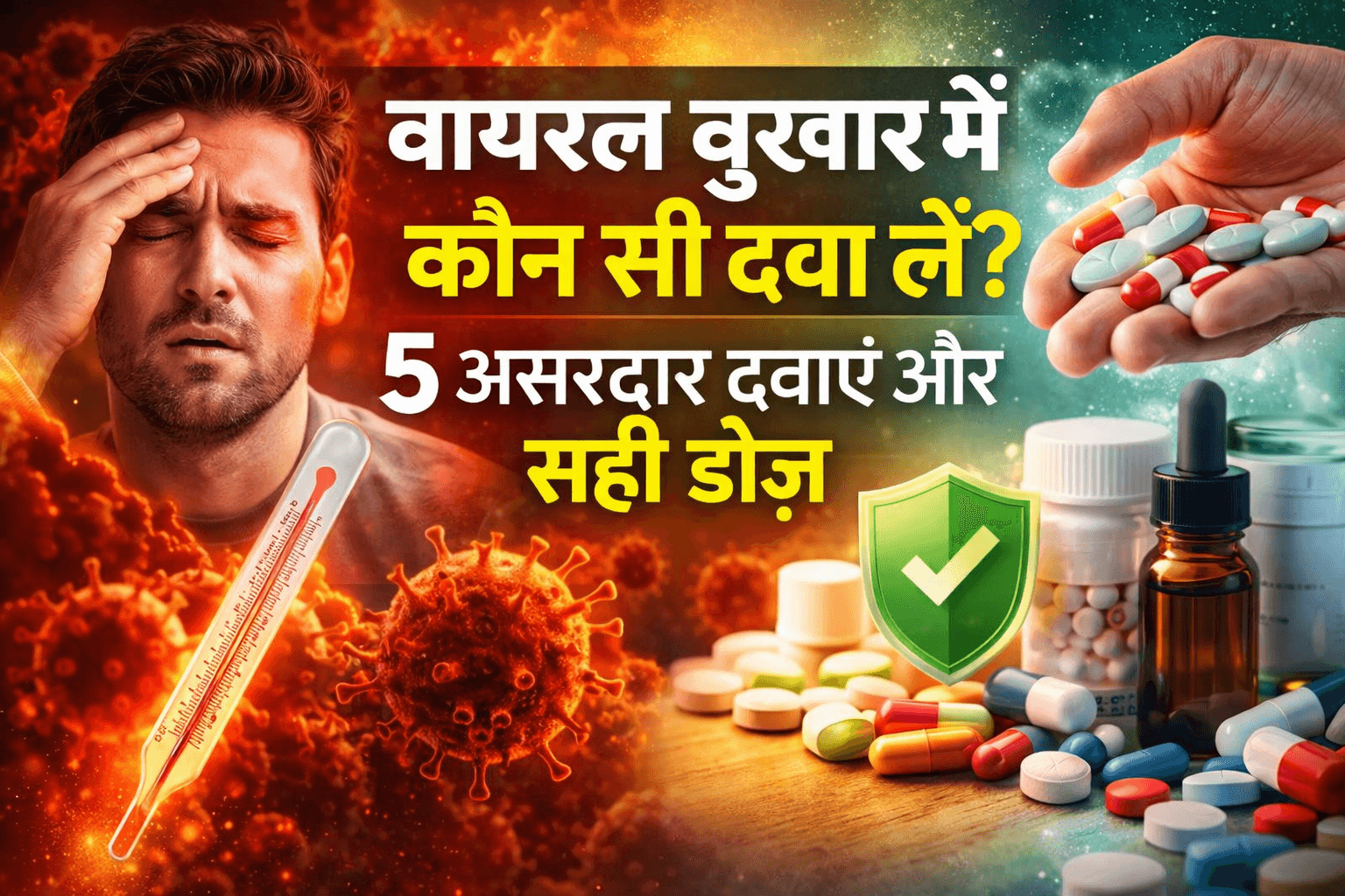 वायरल बुखार में कौन सी दवा लें, 5 असरदार दवाएं और सही डोज, बुखार की दवा, वायरल फीवर ट्रीटमेंट