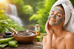 मिट्टी से इलाज कैसे करें - Mud Therapy से चेहरे पर मिट्टी लगाते हुए प्राकृतिक उपचार का दृश्य