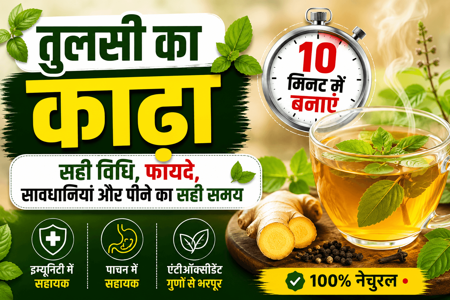 तुलसी का काढ़ा कैसे बनाएं – घर पर बना आयुर्वेदिक तुलसी काढ़ा, अदरक और तुलसी की चाय