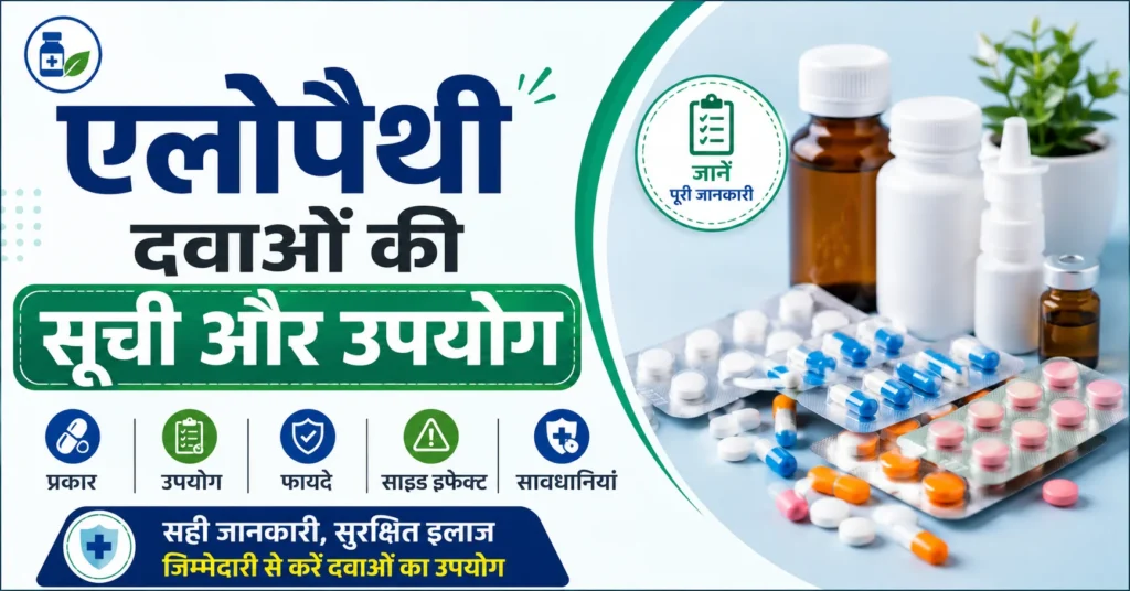 एलोपैथी दवाओं की सूची और उपयोग – प्रकार, उपयोग, फायदे, साइड इफेक्ट और सावधानियां Caption
