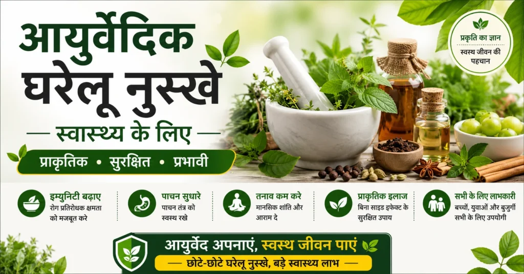 आयुर्वेदिक घरेलू नुस्खे स्वास्थ्य के लिए – गिलोय, तुलसी, हल्दी, आंवला और अन्य प्राकृतिक आयुर्वेदिक घरेलू उपाय