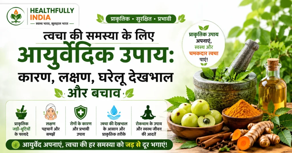 त्वचा की समस्या के लिए आयुर्वेदिक उपाय – कारण, लक्षण, घरेलू देखभाल, बचाव, आयुर्वेदिक स्किन केयर और प्राकृतिक जड़ी-बूटियां